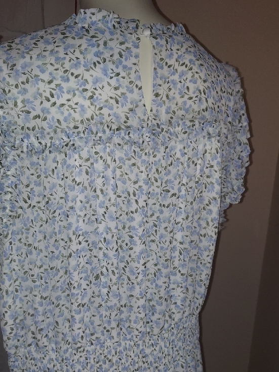 CeCe Light Blue Floral Ruffle Maxi Dress